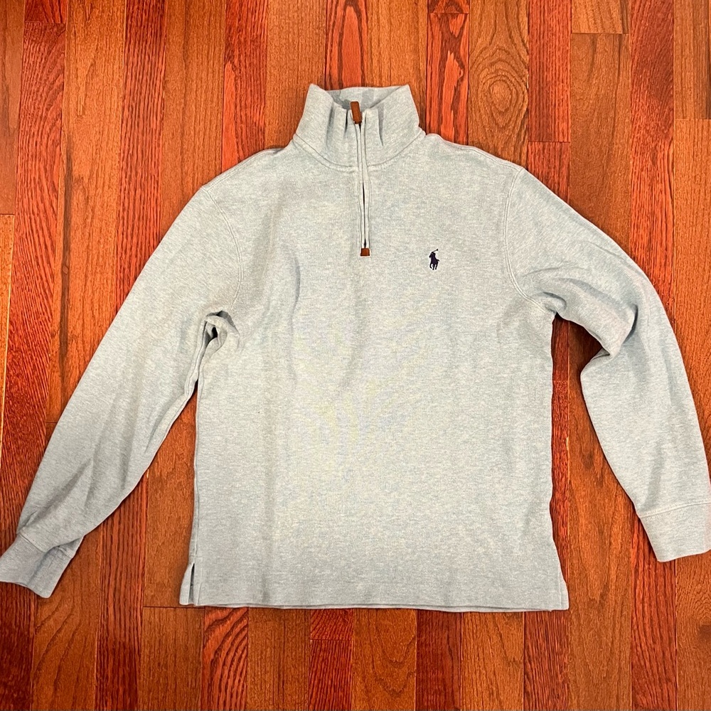 Polo Ralph Lauren. Men’s S quarter zip pullover sweater. Light aqua blue.